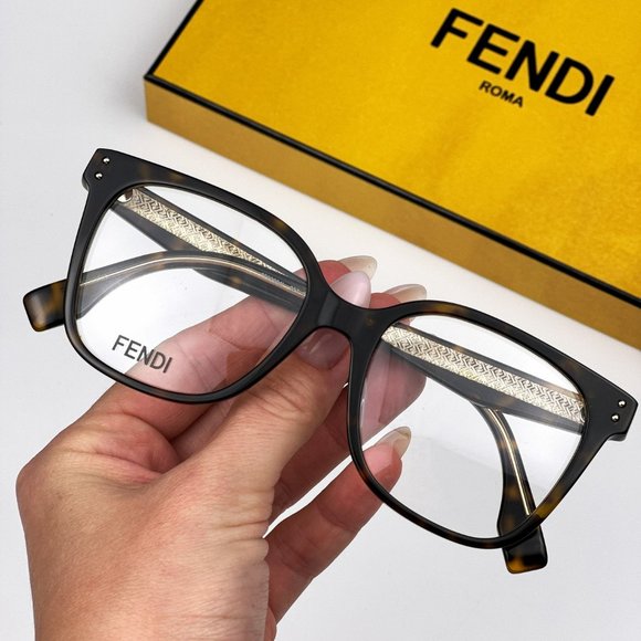 Fendi FE50004I 052 Eyeglasses Havana Square Women FE 50004I - Picture 2 of 13